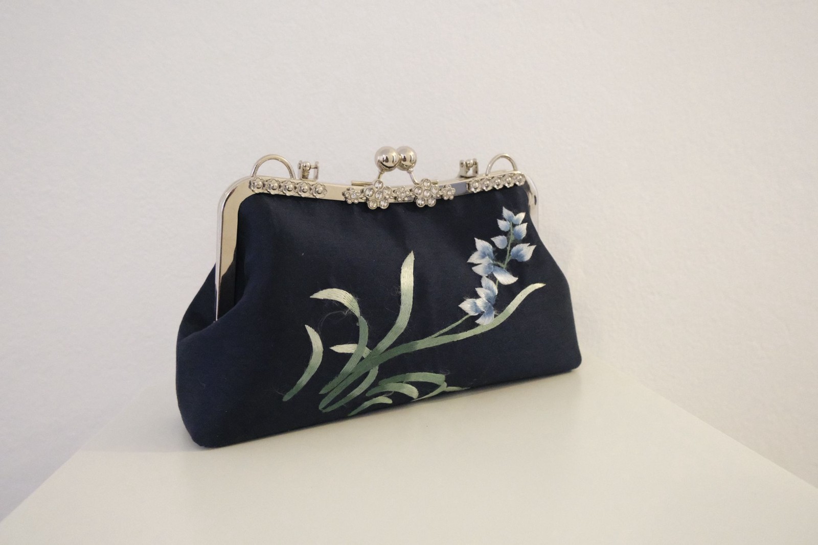 Elegant Handmade Evening Bag Silver Tone frame| Handmade clutch purse