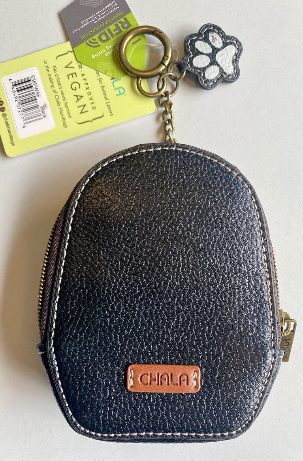 CHALA Mini PAW PRINT Coin Purse Keychain RFID Protected Card Holder **NEW**