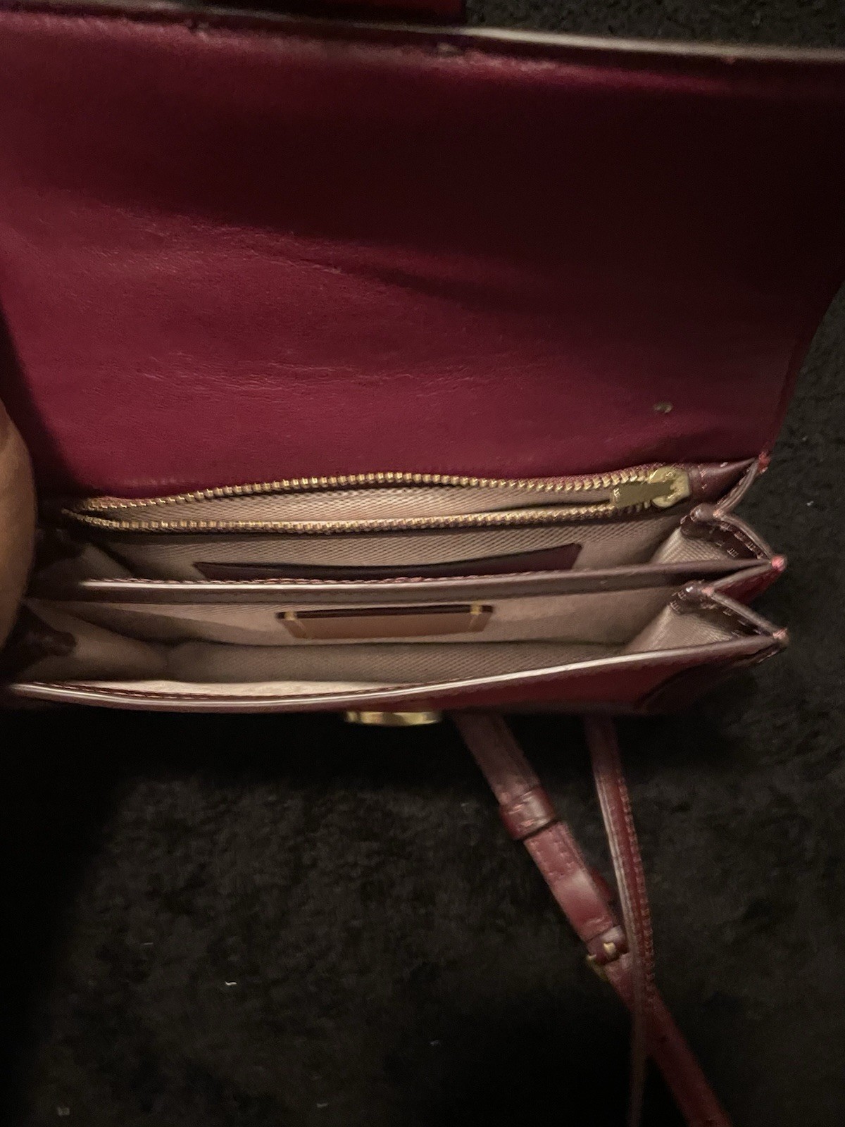 Coach Signature Monogram Turn Lock Crossbody Wallet Bag Burgundy Beige