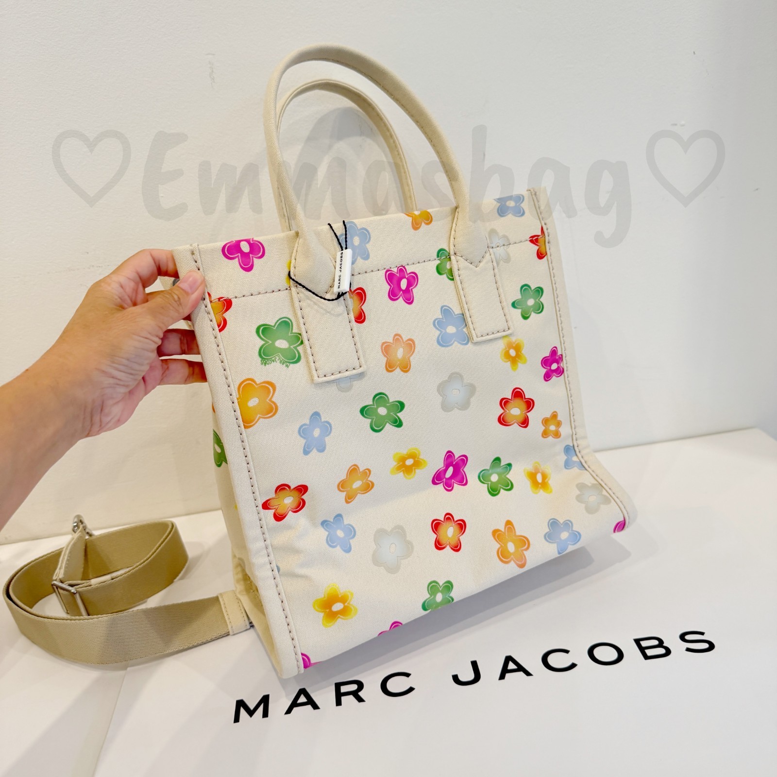 Marc Jacobs Canvas Standard Supply Medium Tote 4P6HTT0195H02 $258 White Multi