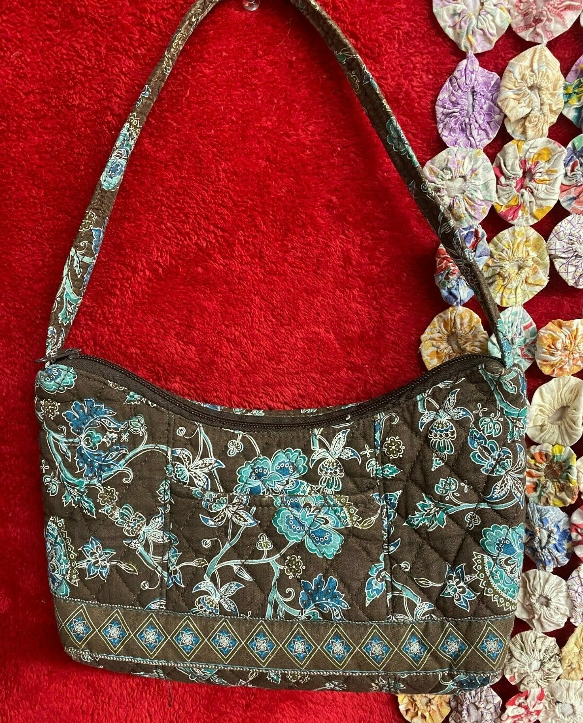 Croft & Barrow Teal Brown White Cloth Purse