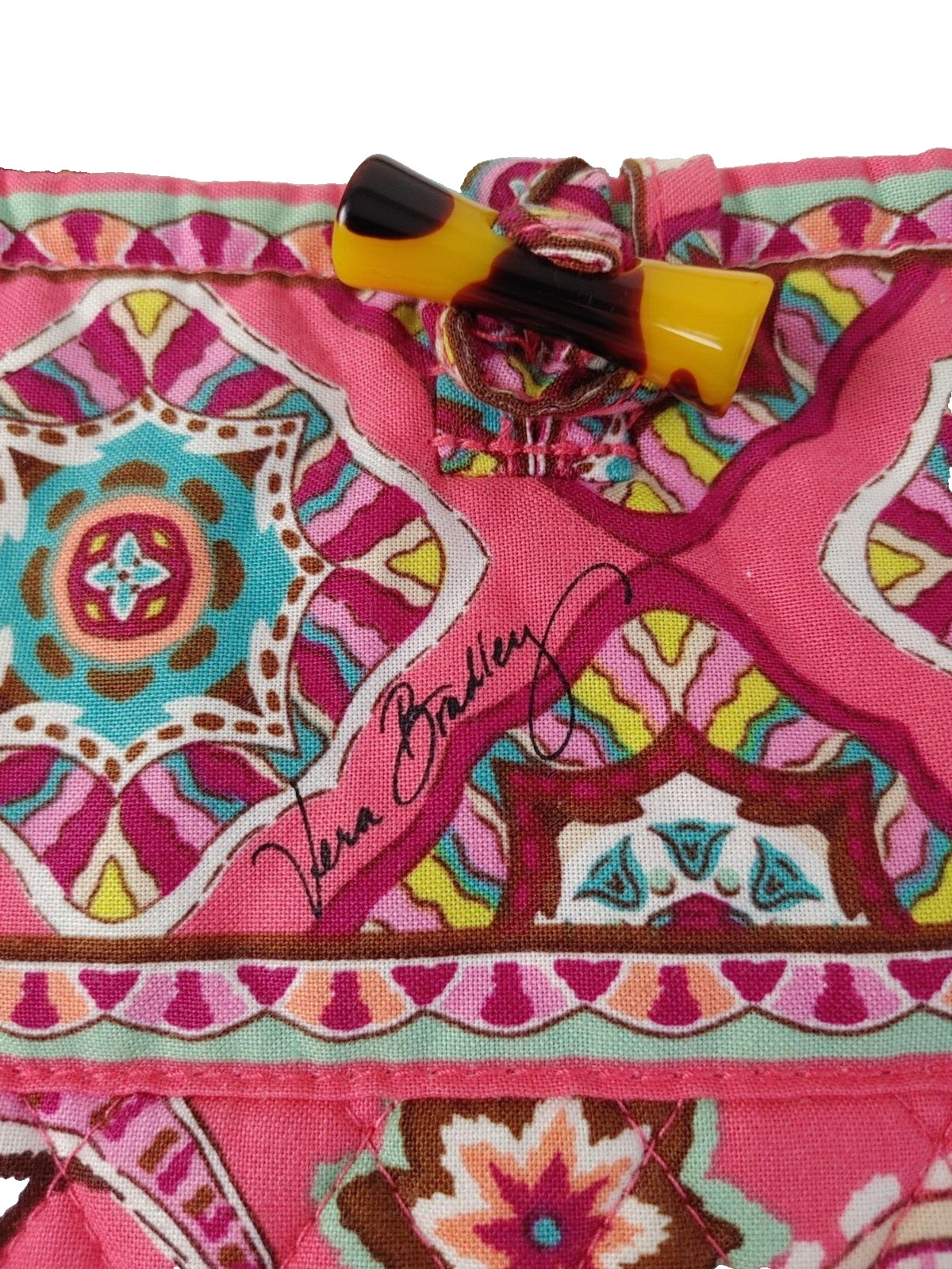 Vera Bradley Tote Bag Toggle Button Top Close Pink Paisley Floral Print #20925