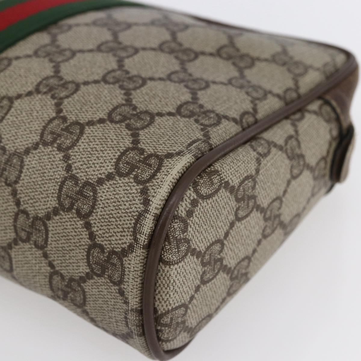 GUCCI GG Supreme Web Sherry Line Clutch Bag PVC Beige Gold 63 01 012 Auth BA7964