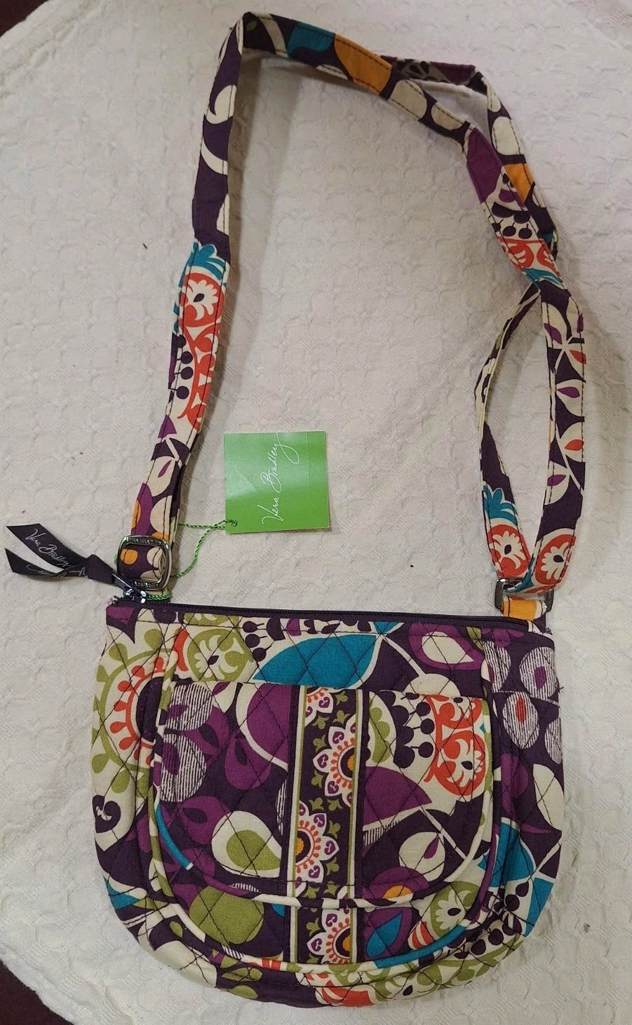 Vera Bradley Crossbody Purse Lizzy Plum Crazy Handbag Adjustable Strap