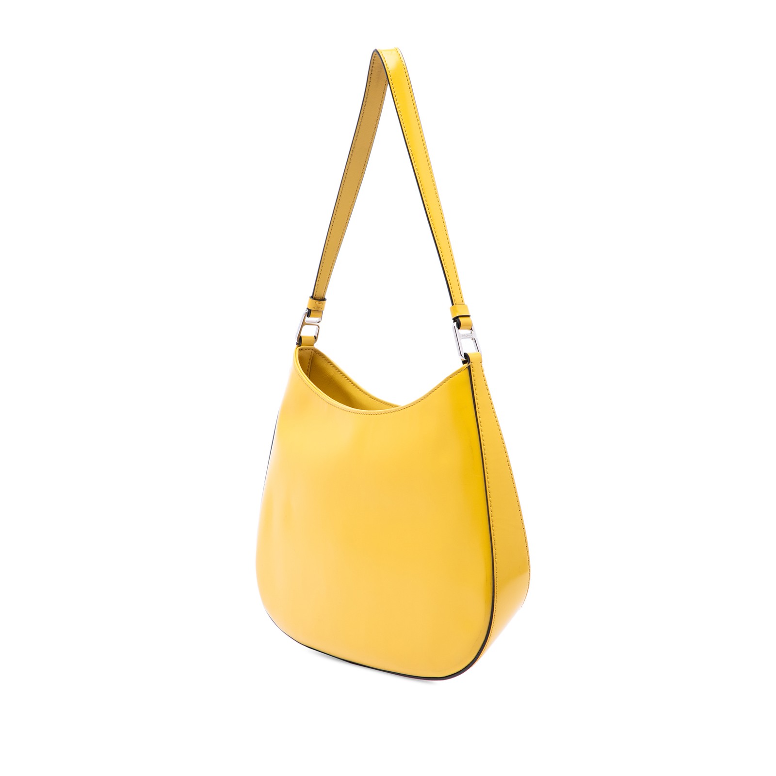 Prada Brushed Leather Cleo Shoulder Bag Pre-Loved Yellow