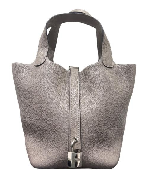 HERMES Picotin Lock PM SHW Taurillon Maurice Grizzly Asphalt C Stamp 2018 #104