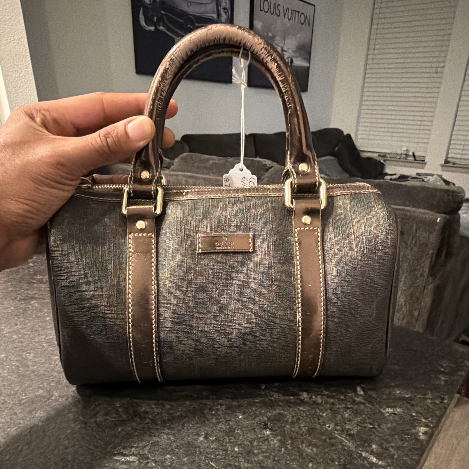Gucci GG Supreme metallic bronze Mini Joy Boston bag