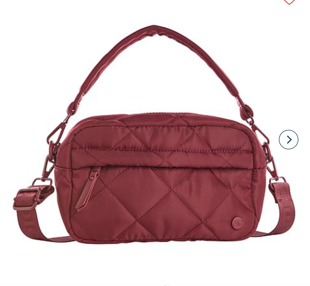 Samantha Brown To-Go Quilted Top Handle Crossbody Bag Burgundy nwot