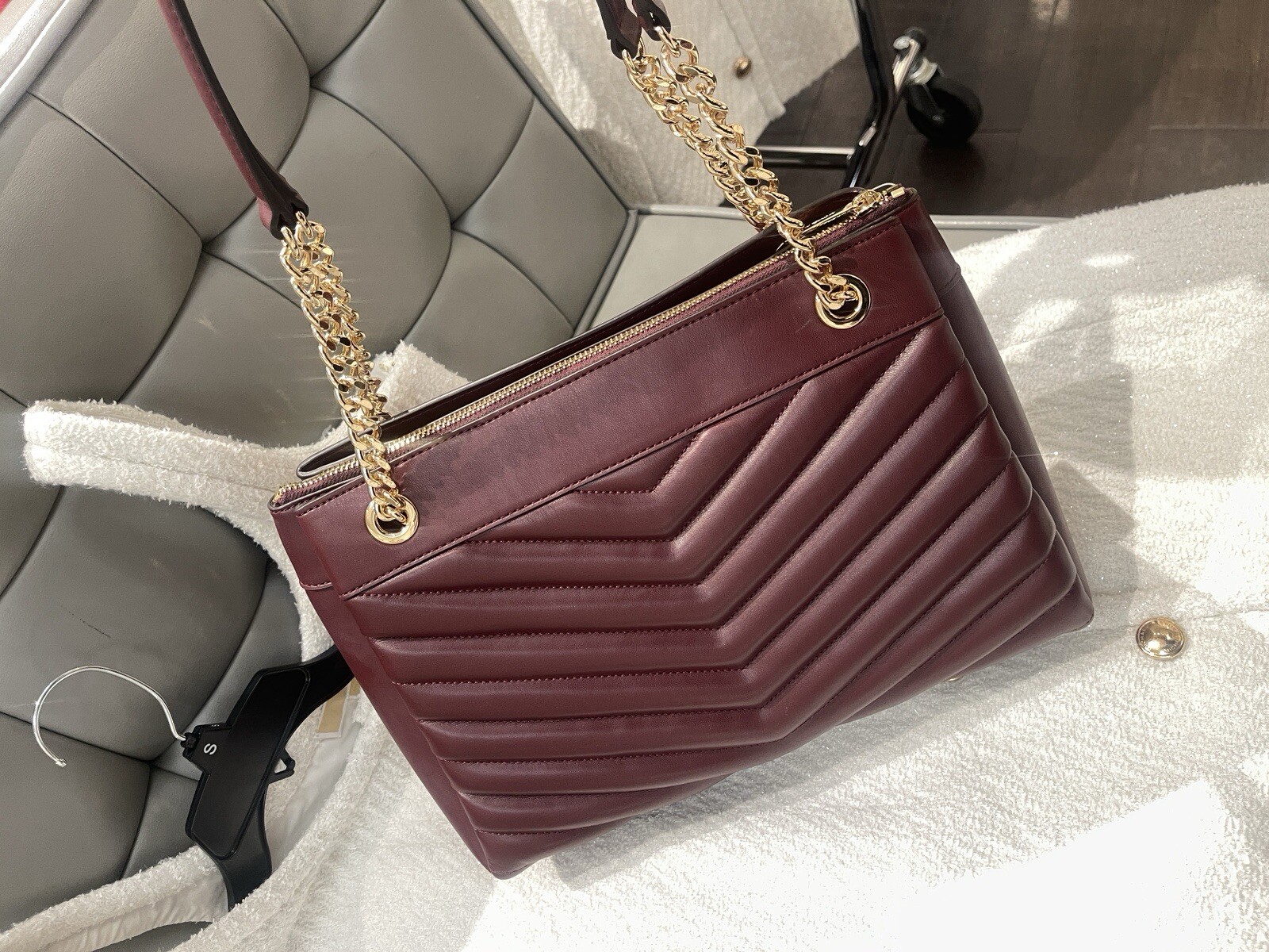 NWT Michael Kors Whitney Quilted MD Chain Shoulder Tote 35R4GWHT6U Dusk MSRP$628