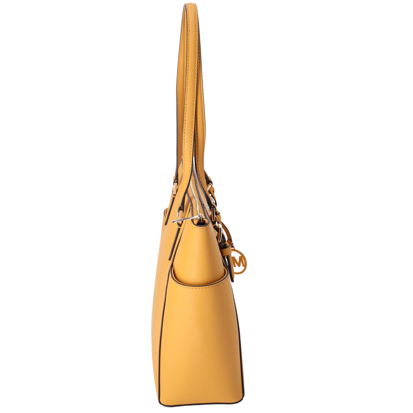 Michael Kors Charlotte Large Top Zip Leather Tote Golden Rod Yellow