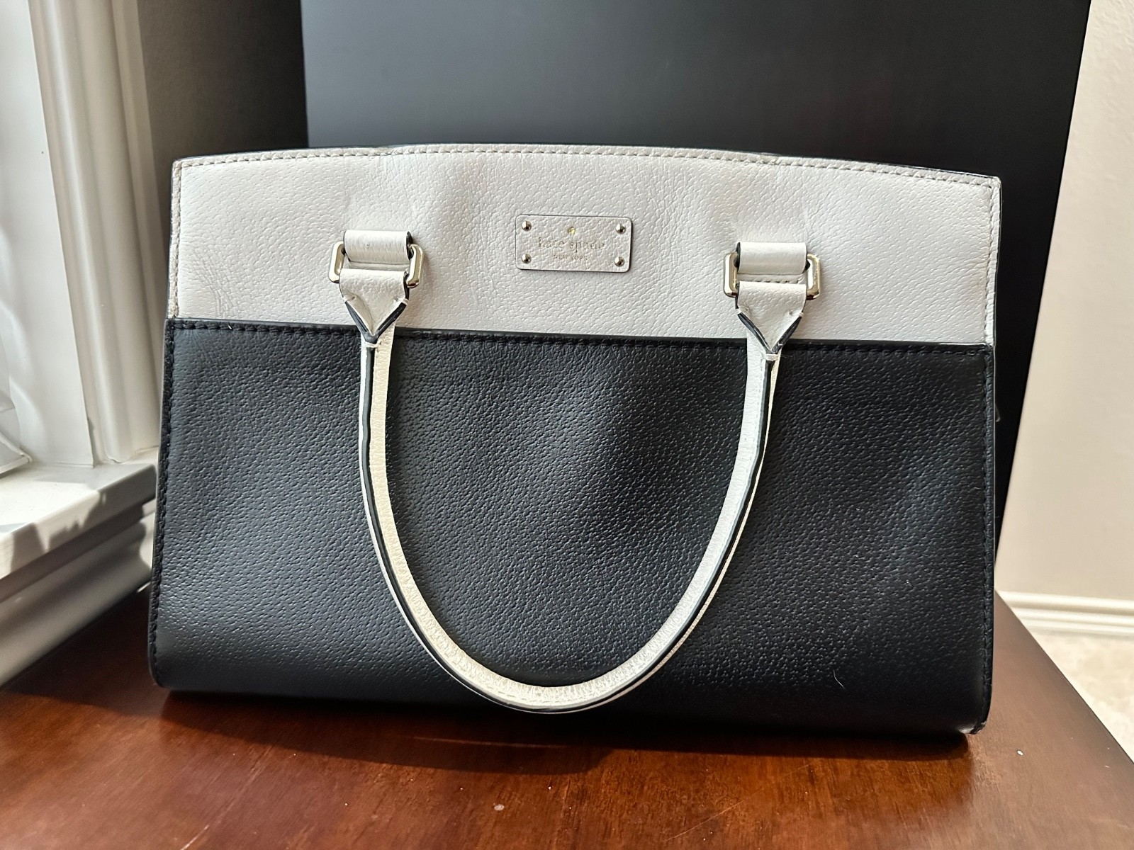 Kate Spade New York Handbag Grove Street Caley Leather Satchel White & Black