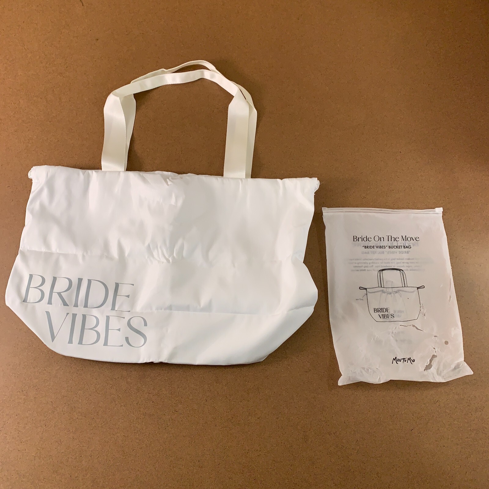 Miss To Mrs Large White Bride Vibes Bucket Bag NWT