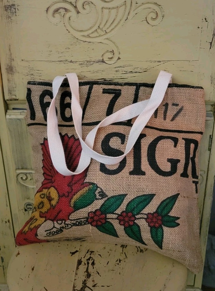 Moka Totes Sigri Coffee Bean Burlap Bag Tote Farmers Market Big