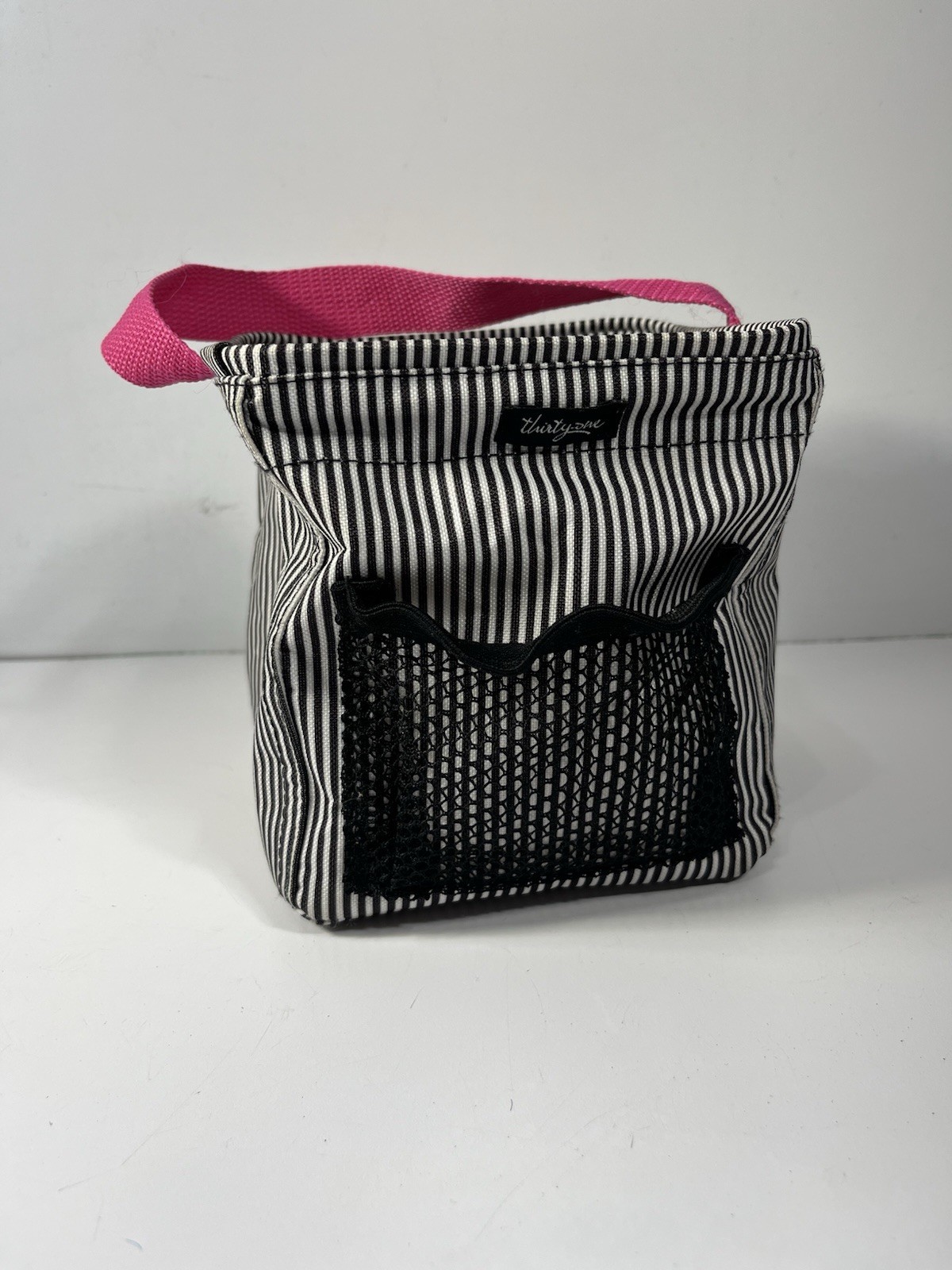 Thirty One Bag Organizer Tote Carry All 6 X 6 X6 Inch Black White Stripe