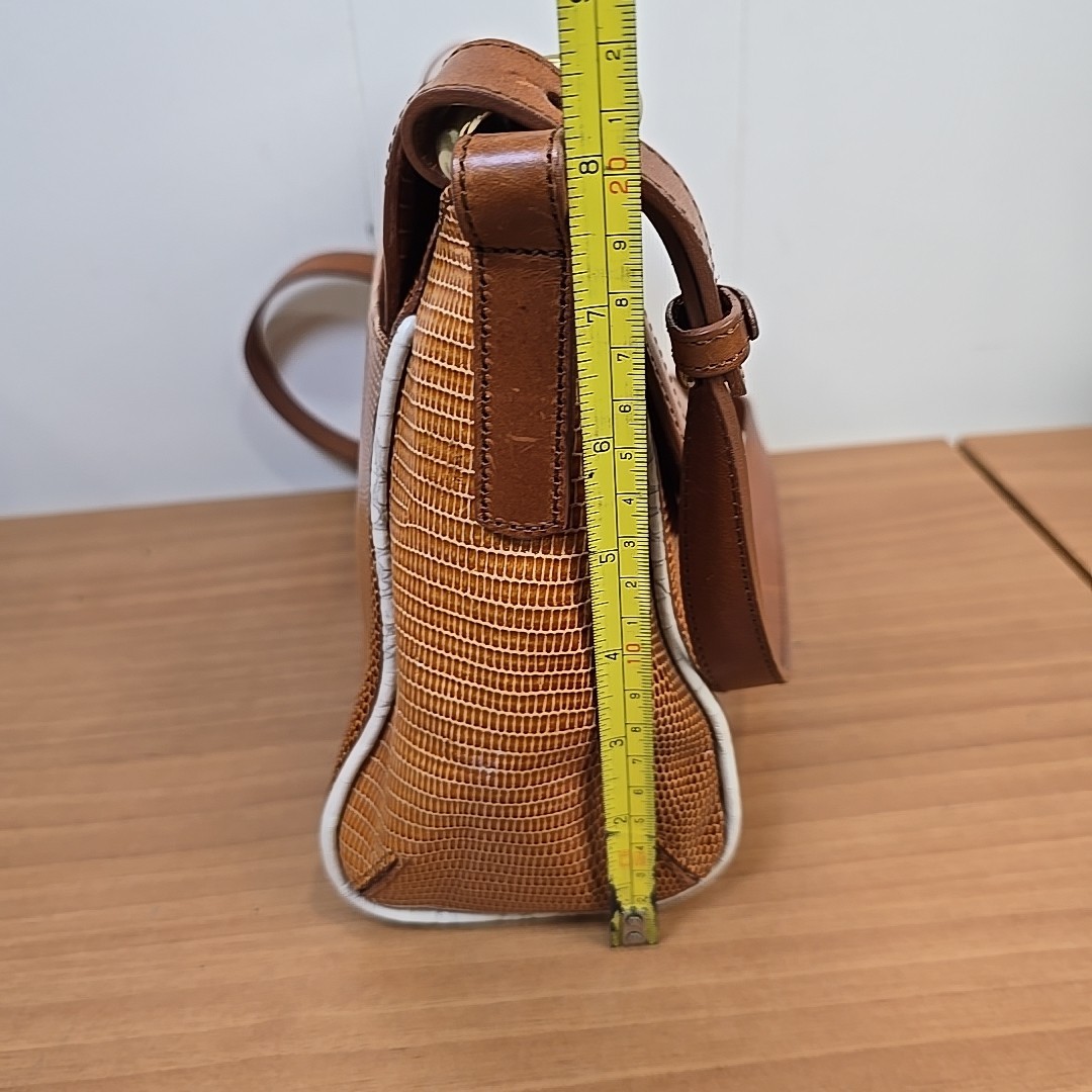 Brahmin Brown Leather Snake Embossed Satchel Crossbody Purse Oxford Flap