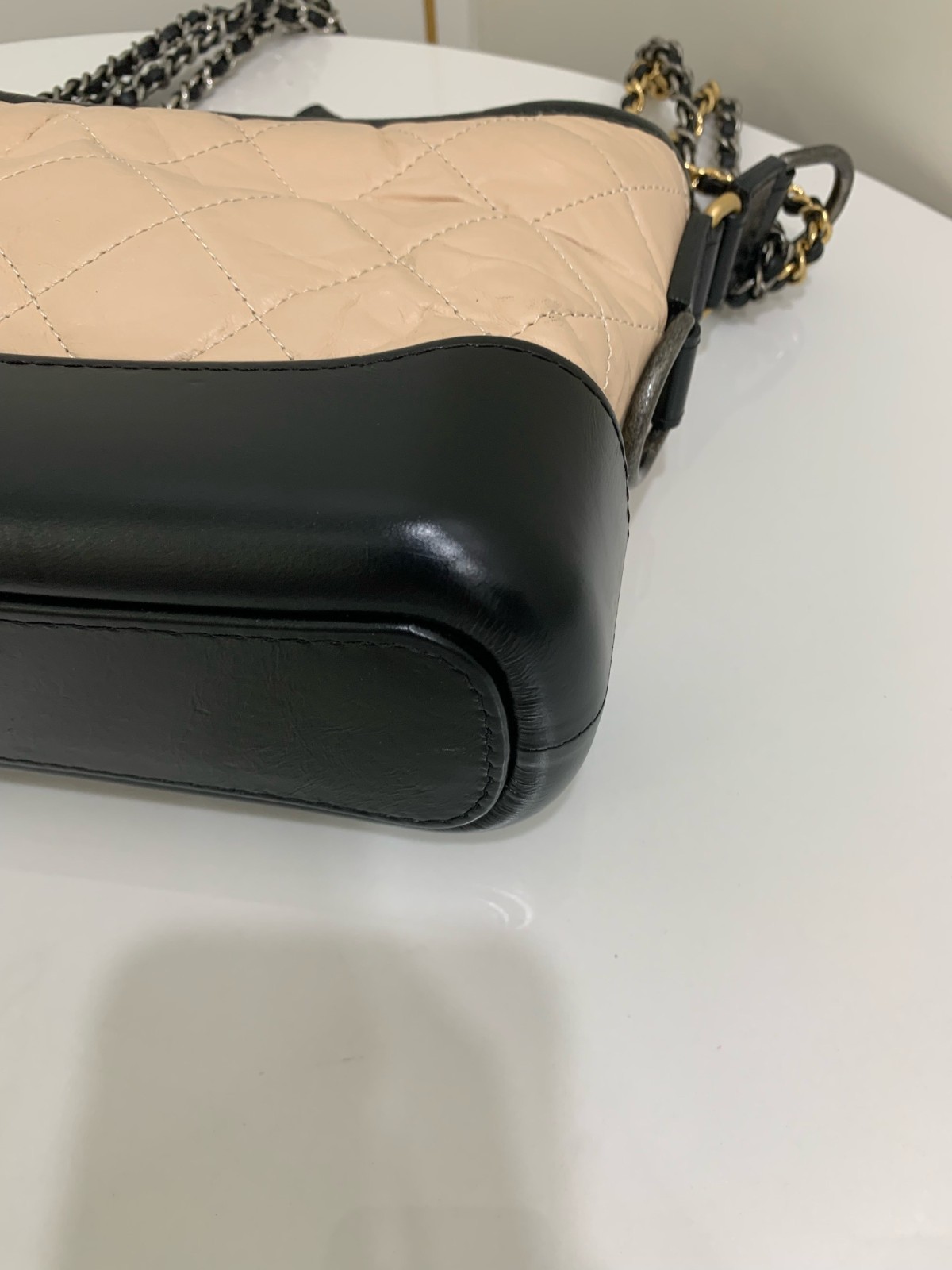 Chanel Gabrielle Small Hobo Bag Milk Tea Beige Leather Shoulder Bag