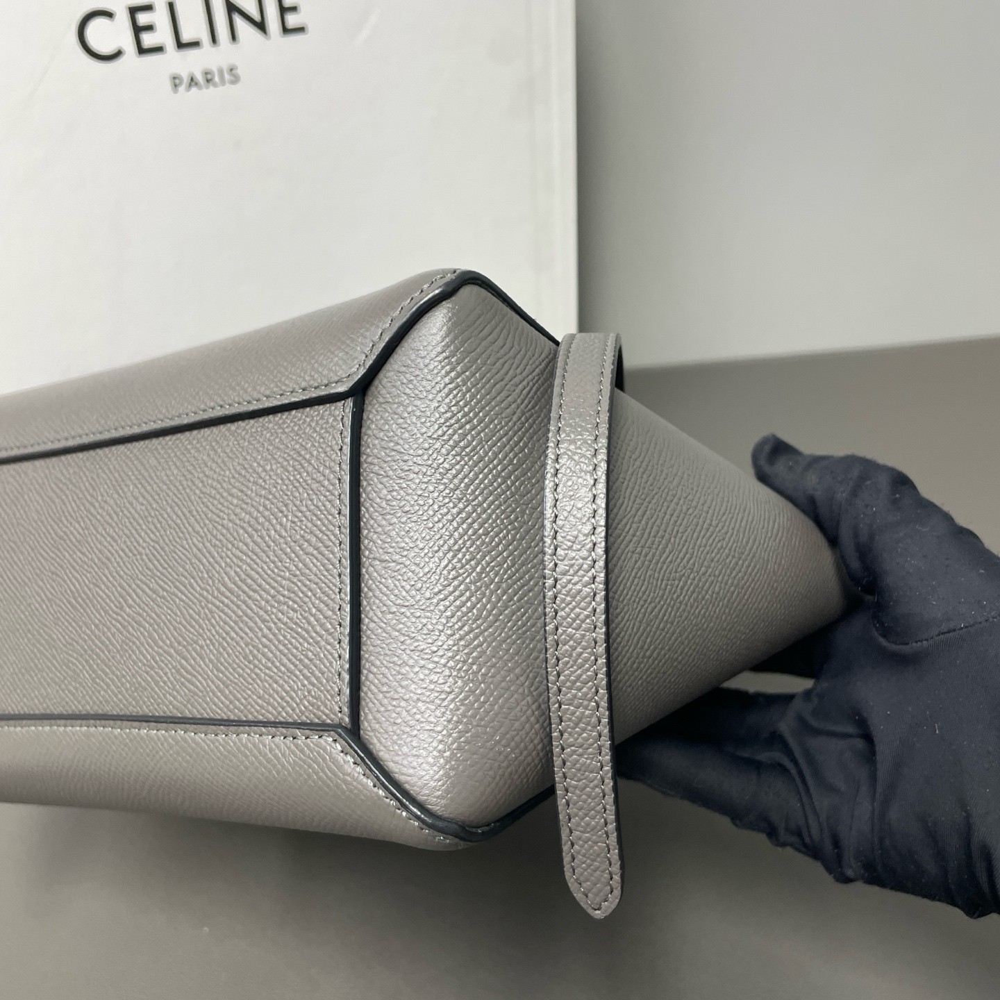 CELINE Belt Mini Grey Grained Calfskin Hand Shoulder Crossbody Duty Paid