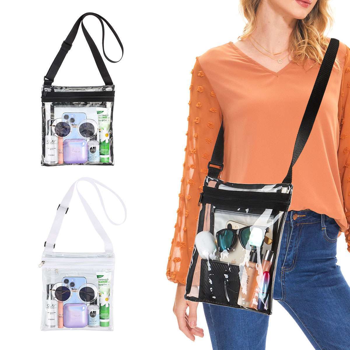 Transparent Shoulder Bag Crossbody Purse Stadium-approved Clear Tote PVC Handbag