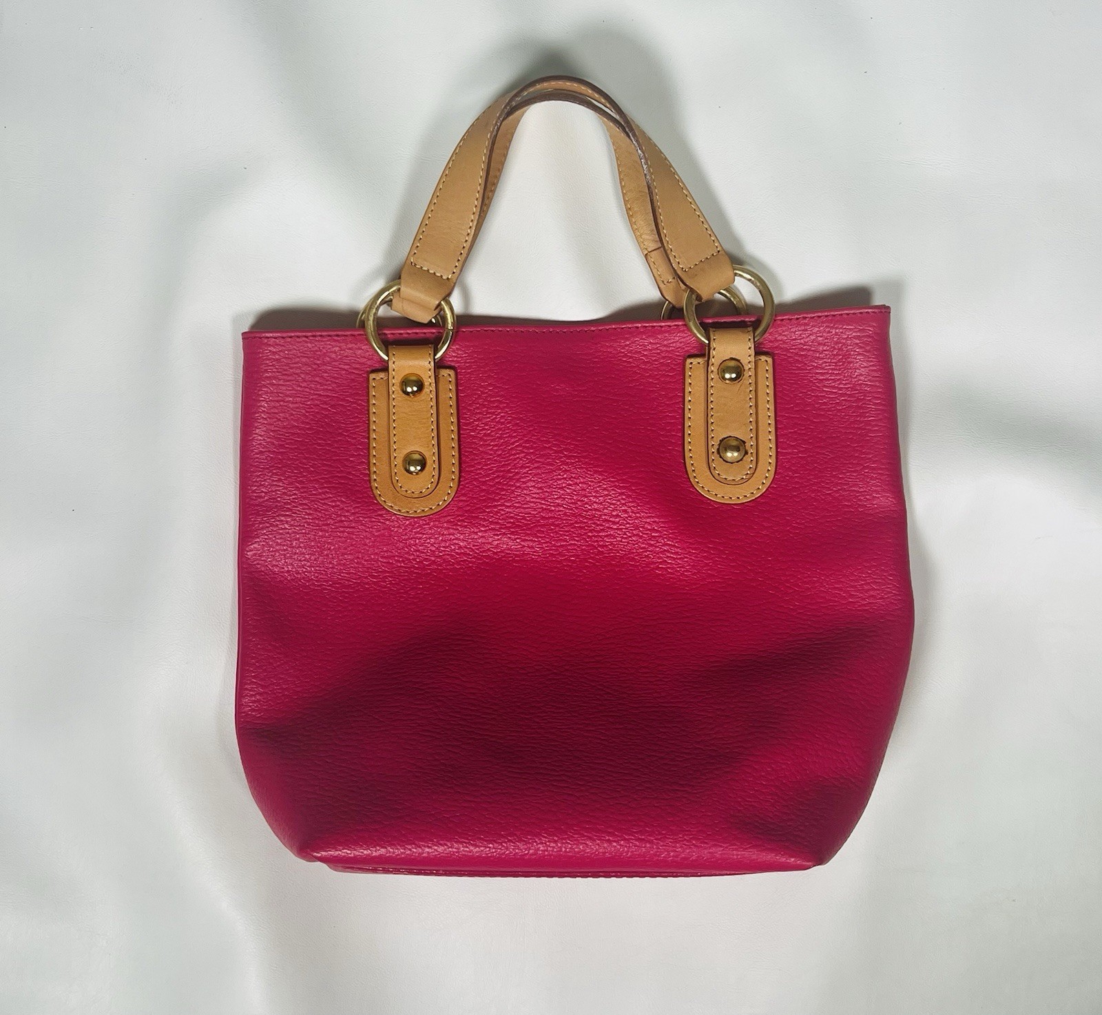 MAURIZIO TAIUTI Pink Fuchsia Leather Made In Italy Hand Bag Small Tote Leather