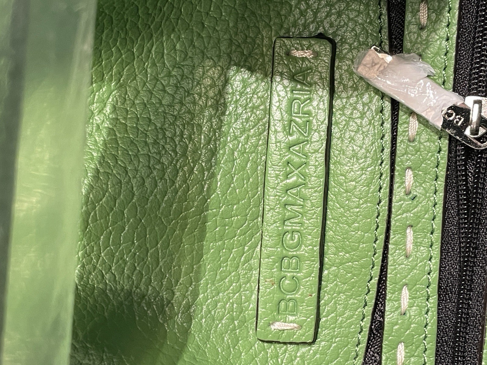 BCBG Max Azria Green Pebbled Leather Tote Satchel Handbag Purse EUC
