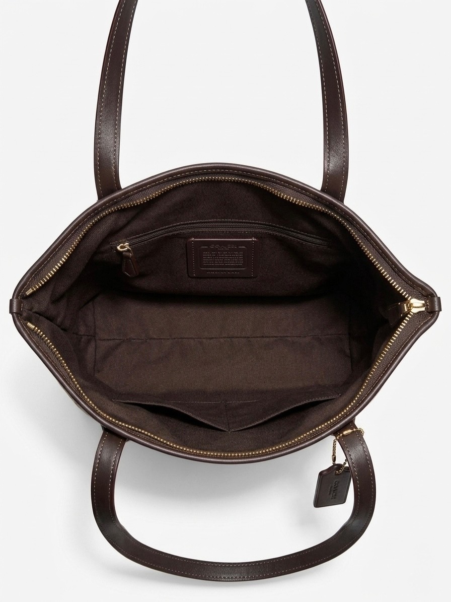 Coach Taylor Tote 37229 Brown Signature Jacquard with Leather Trim