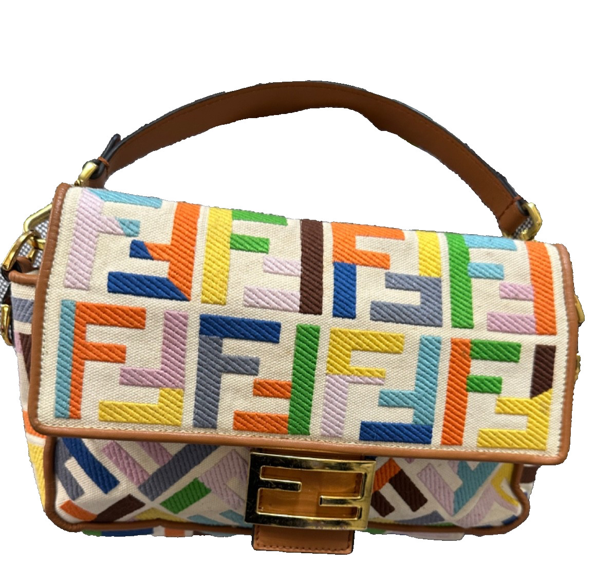Fendi Baguette Multicolor Zucca Canvas Medium Bag
