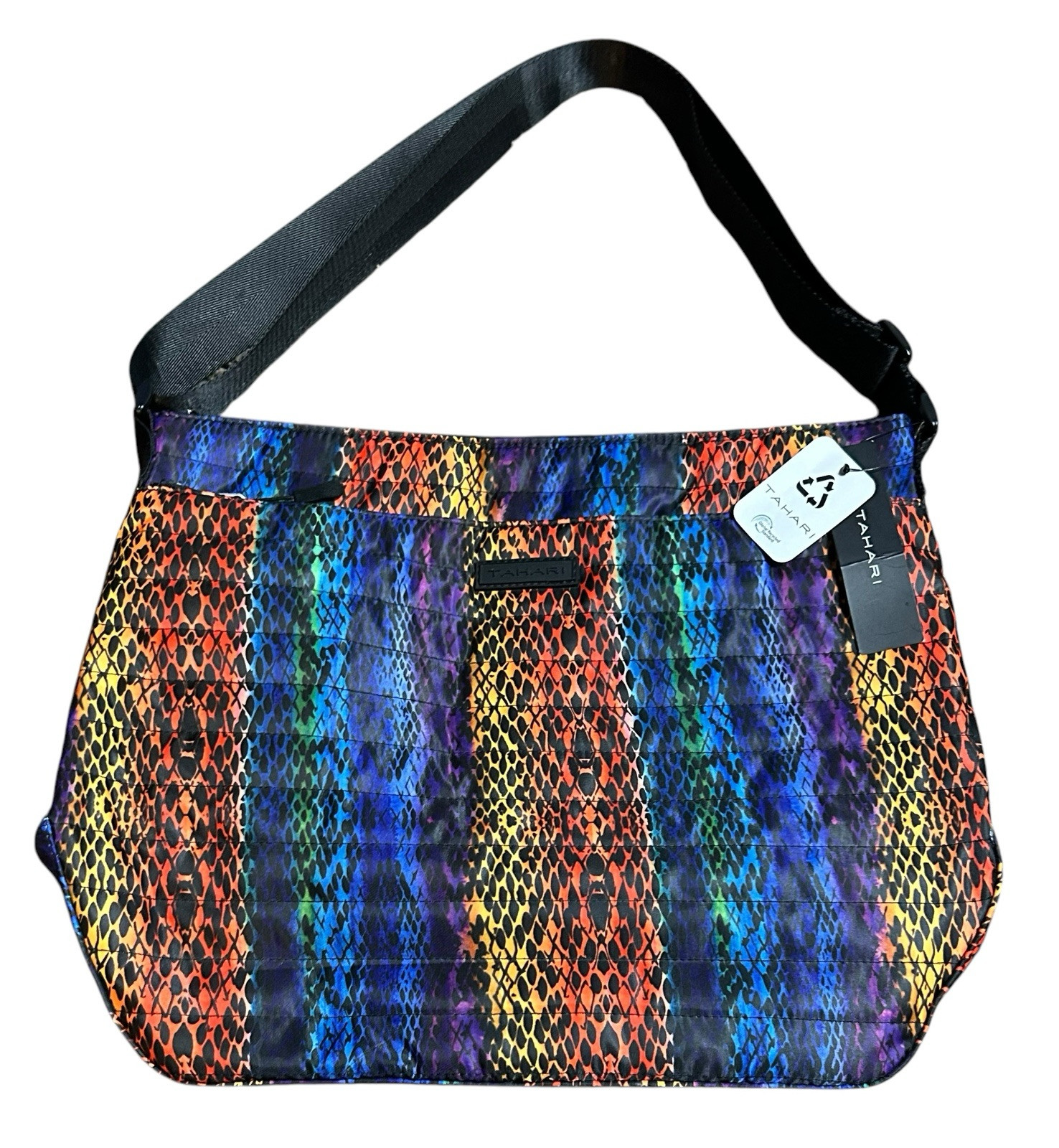 NWT Tahari Quilted Rainbow Snakeskin Print Recycled Shoulder Handbag Purse Women