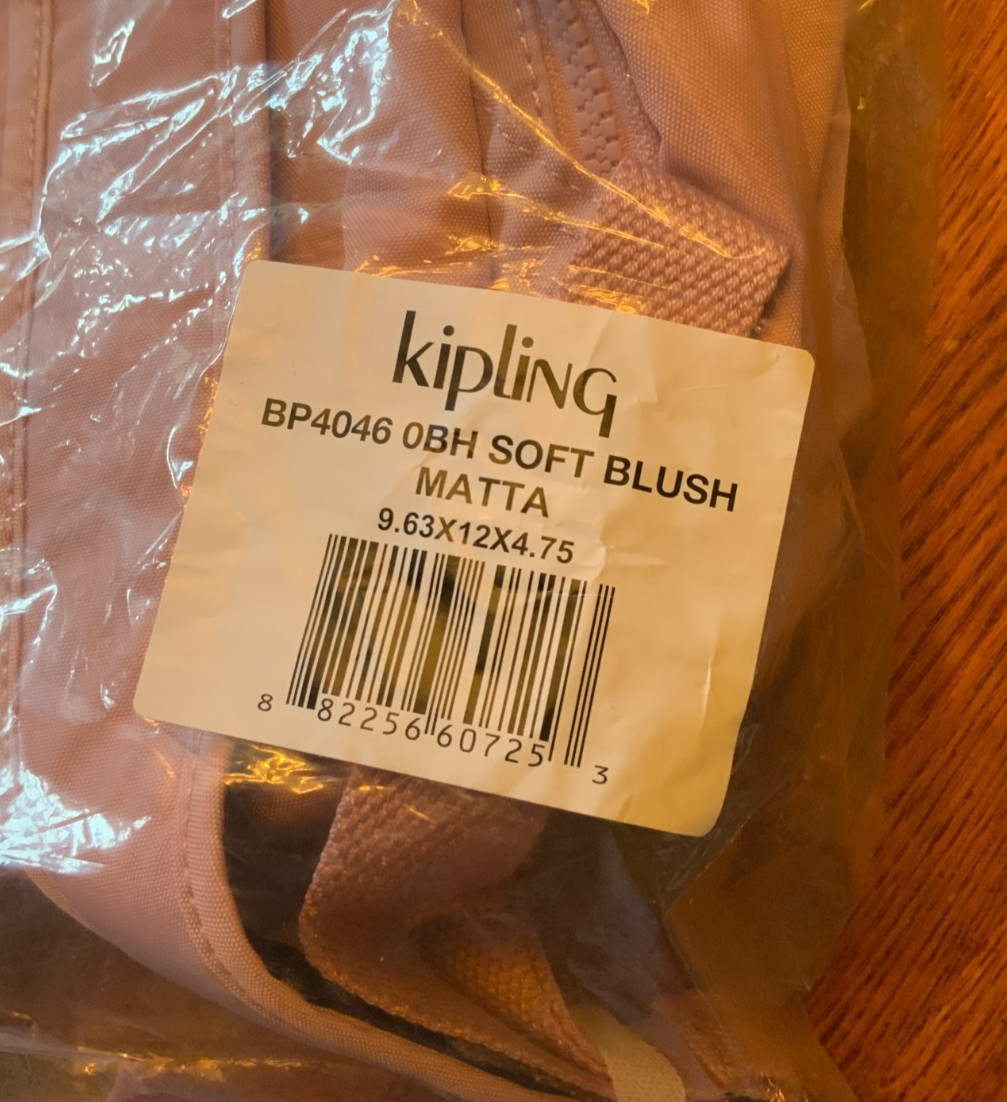 Kipling Matta Backpack, Style# BP4046, Size 9.63x12x4.75in, Soft Blush