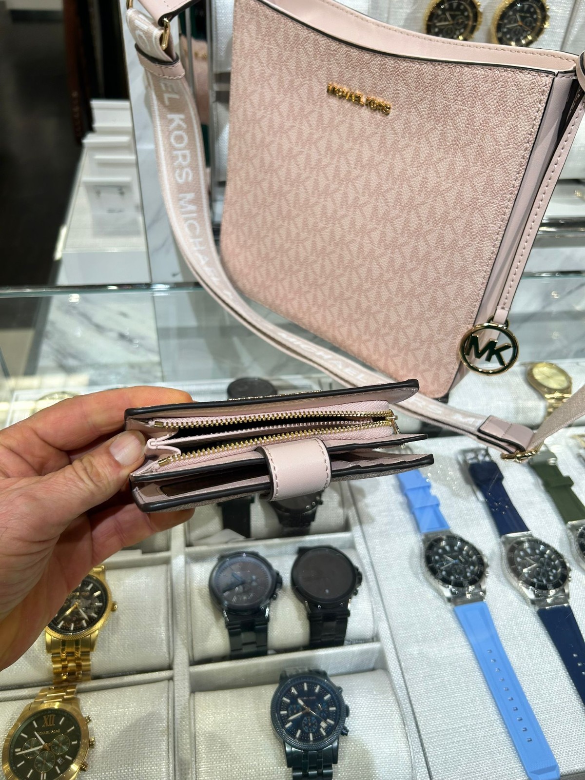 Michael Kors Small Bag Purse Messenger Shoulder Crossbody Handbag + Wallet Pink