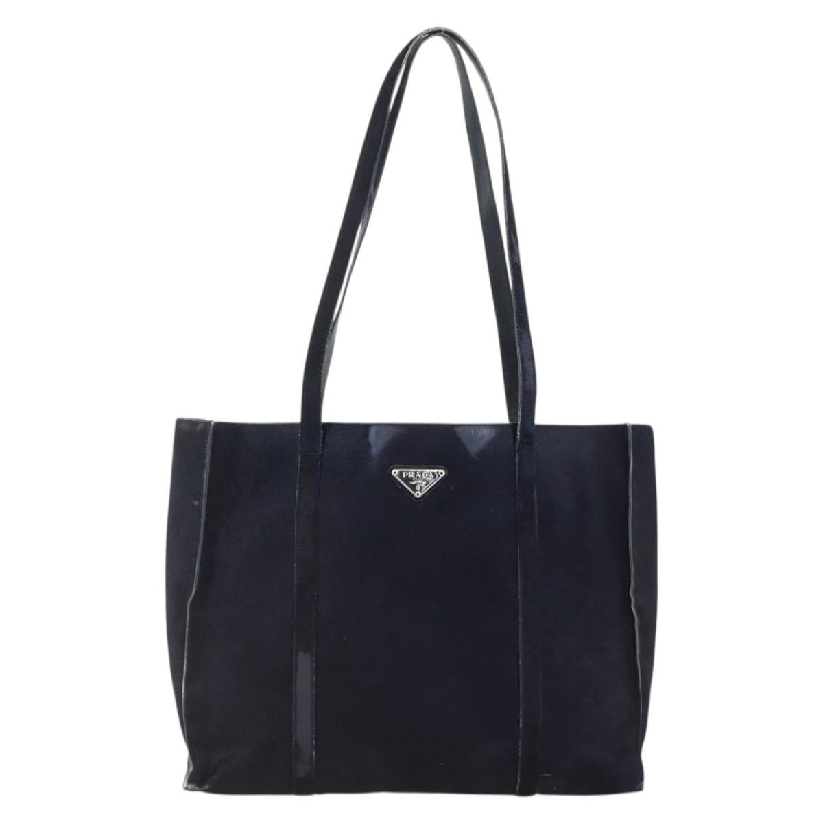 PRADA Tote Bag Harako leather Navy Auth 167194