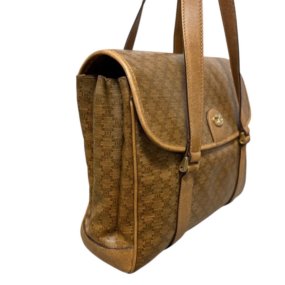 CELINE Vintage Macadam Handbag Beige Used From Japan