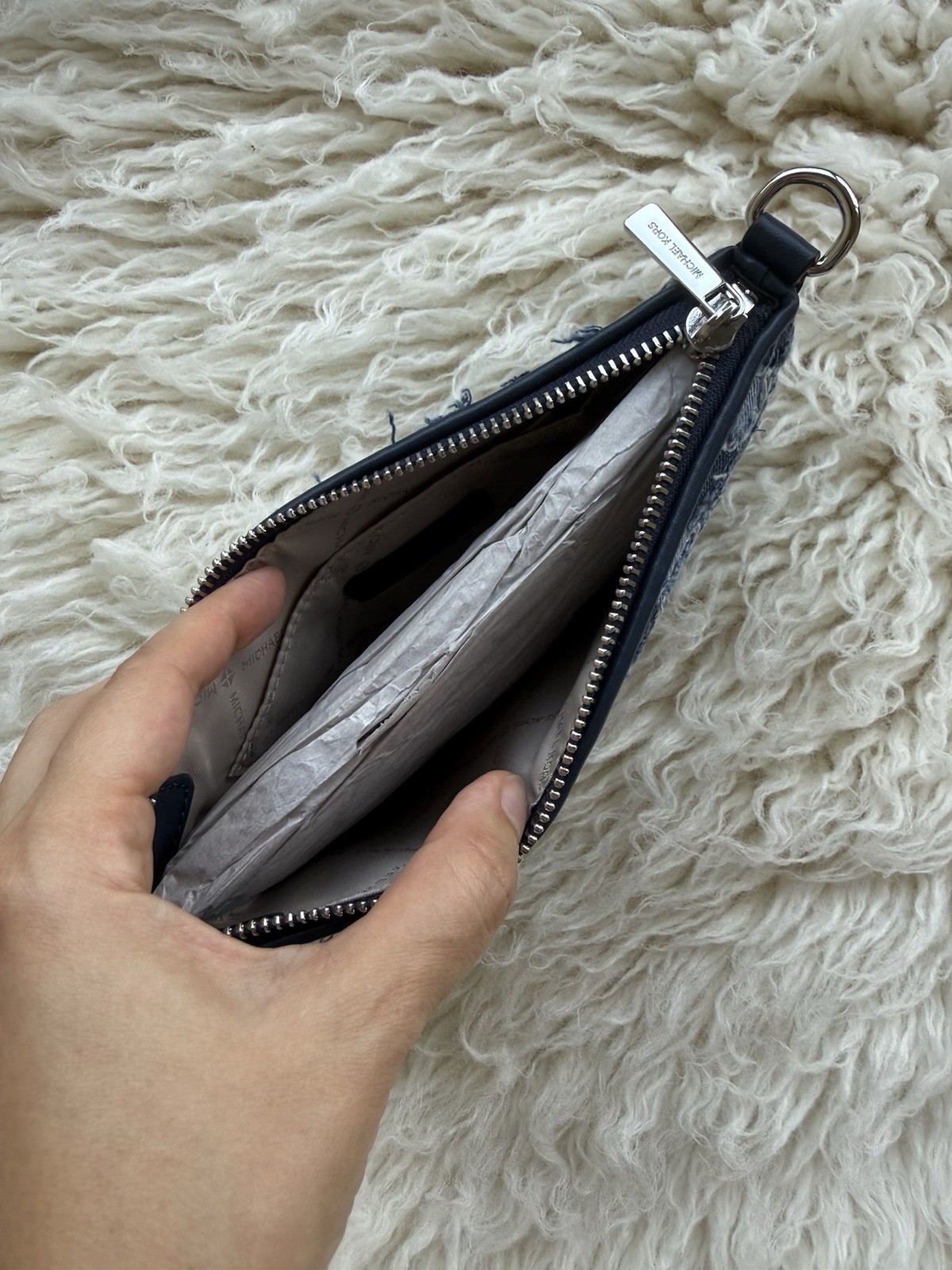 NWT Michael Kors Jet Set Travel Small Patchwork Denim Convertible Wristlet Bag