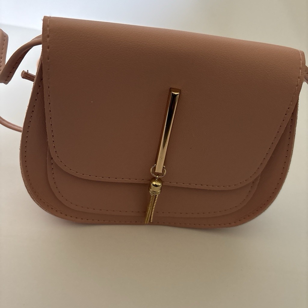 Women’s Small Pink Saddle Crossbody Bag, Gold Hardware, Magnetic