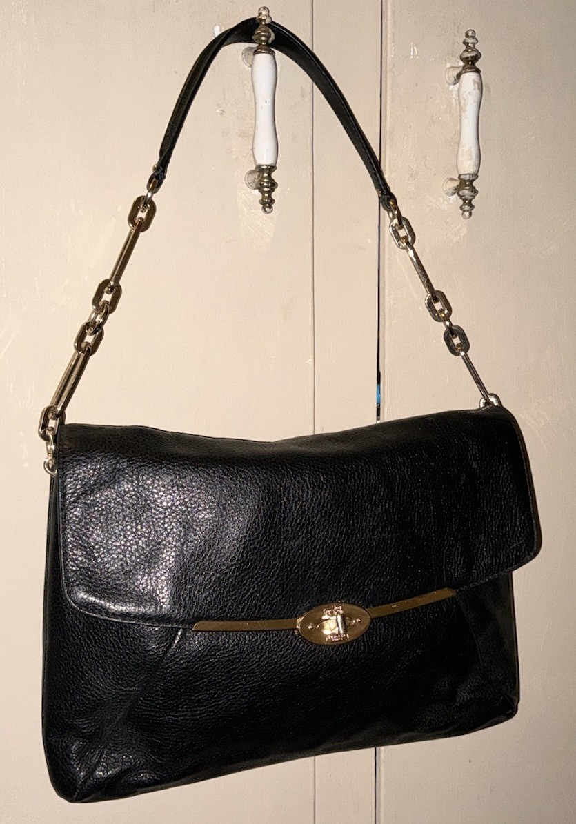 Coach Madison Leather Shoulder Flap Bag Black G1371-26223 Leather & Chain Strap