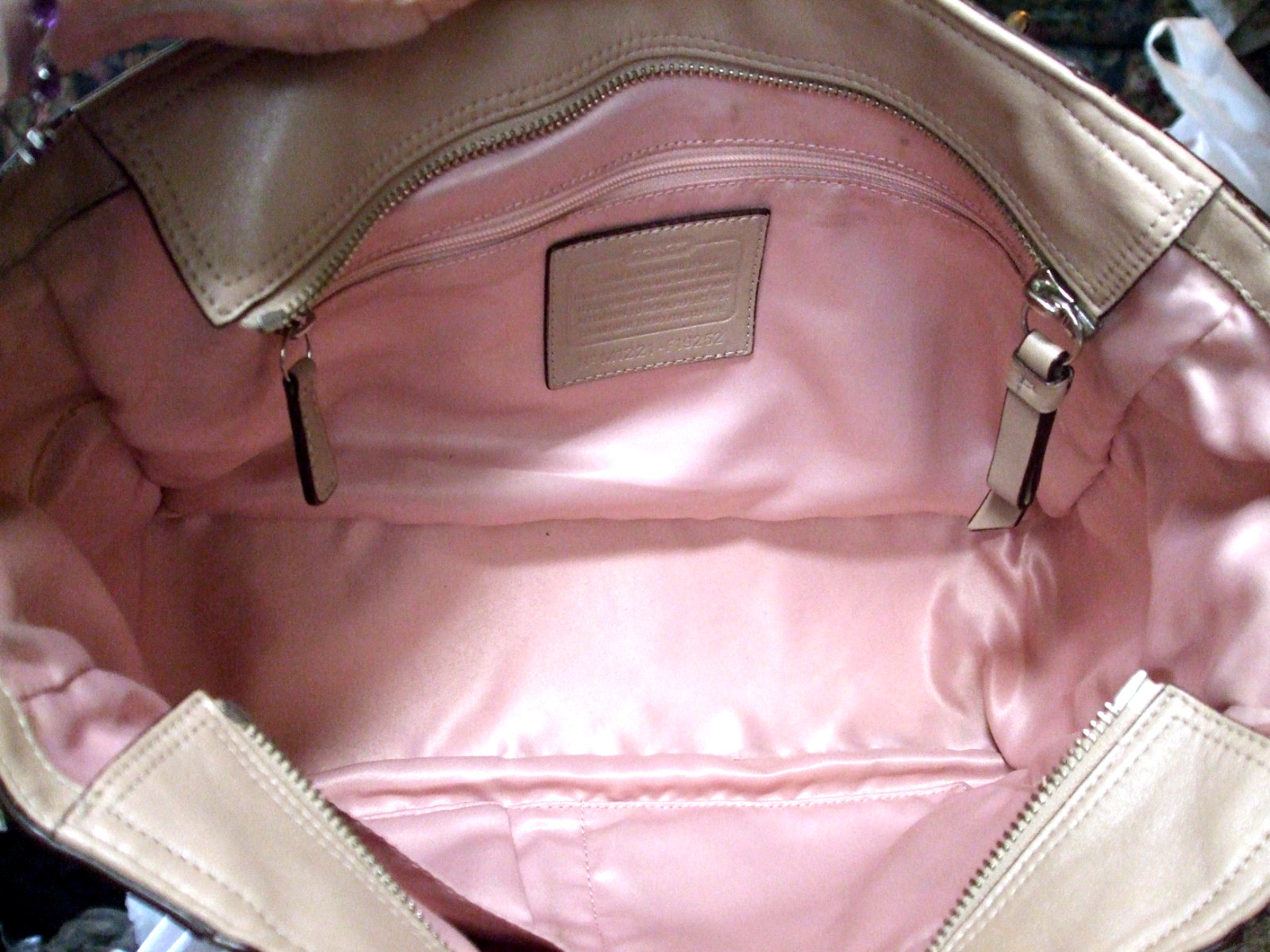COACH SATCHEL, BEIGE WITH PINKISH CAST, SILVERTONE HARDWARE, PRISTINE CONDITION