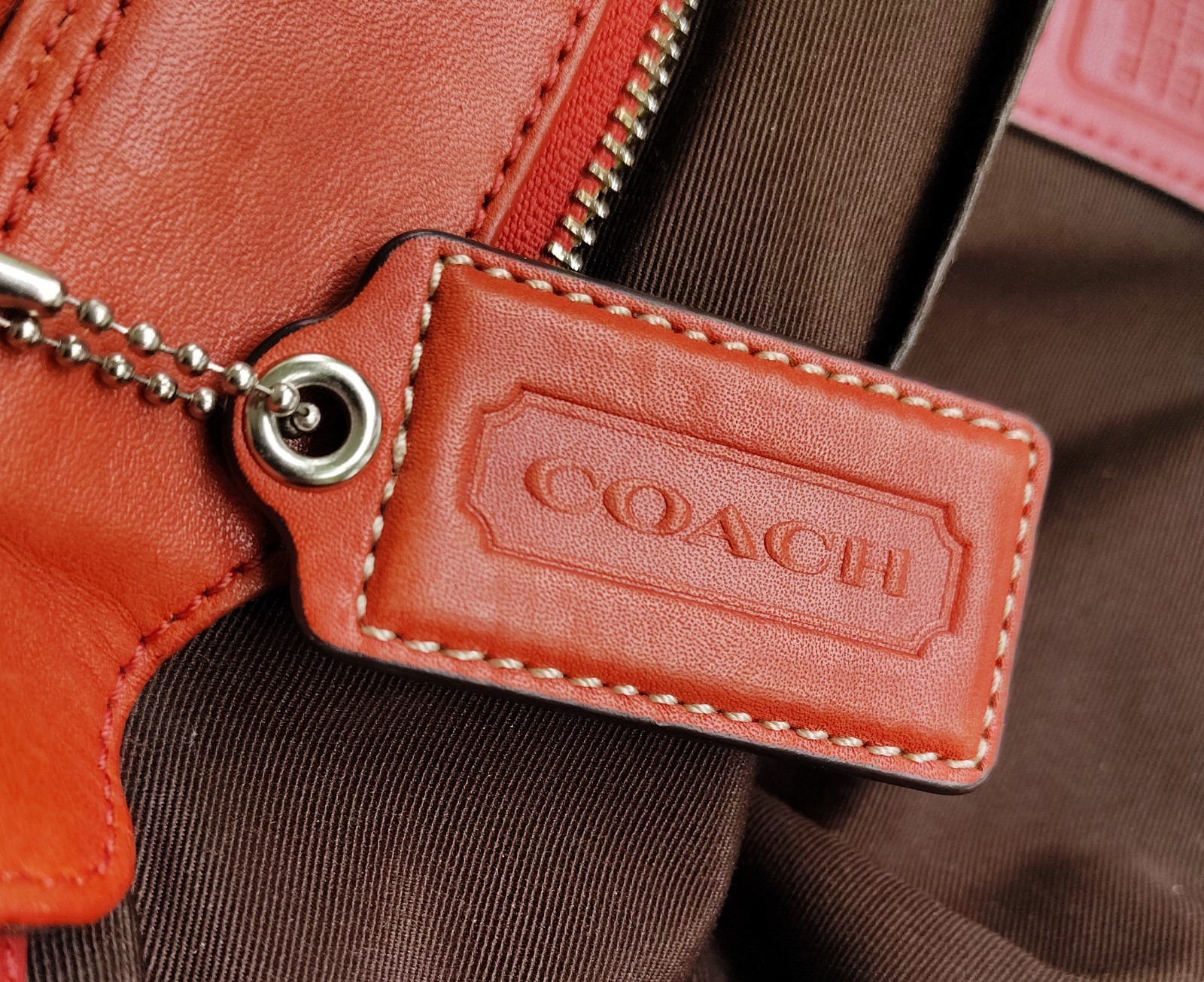 Coach LARGE F13732 Vintage Pumpkin Orange Soho Y2K Pleated Leather Shoulder Bag