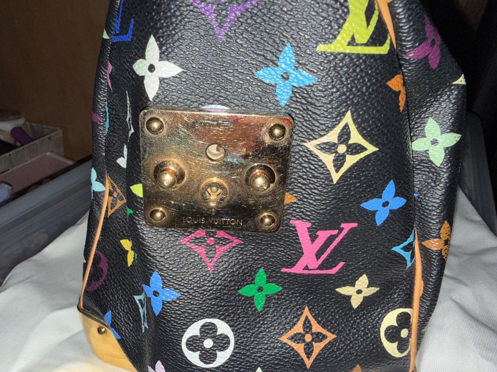 Authentic Louis Vuitton Takashi Murakami Black Multicolor Speedy 30 Handbag Bag