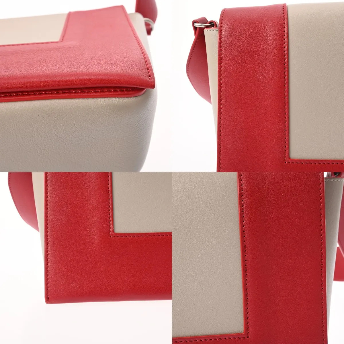 Celine Shoulder Bag Leather Red #WB7856