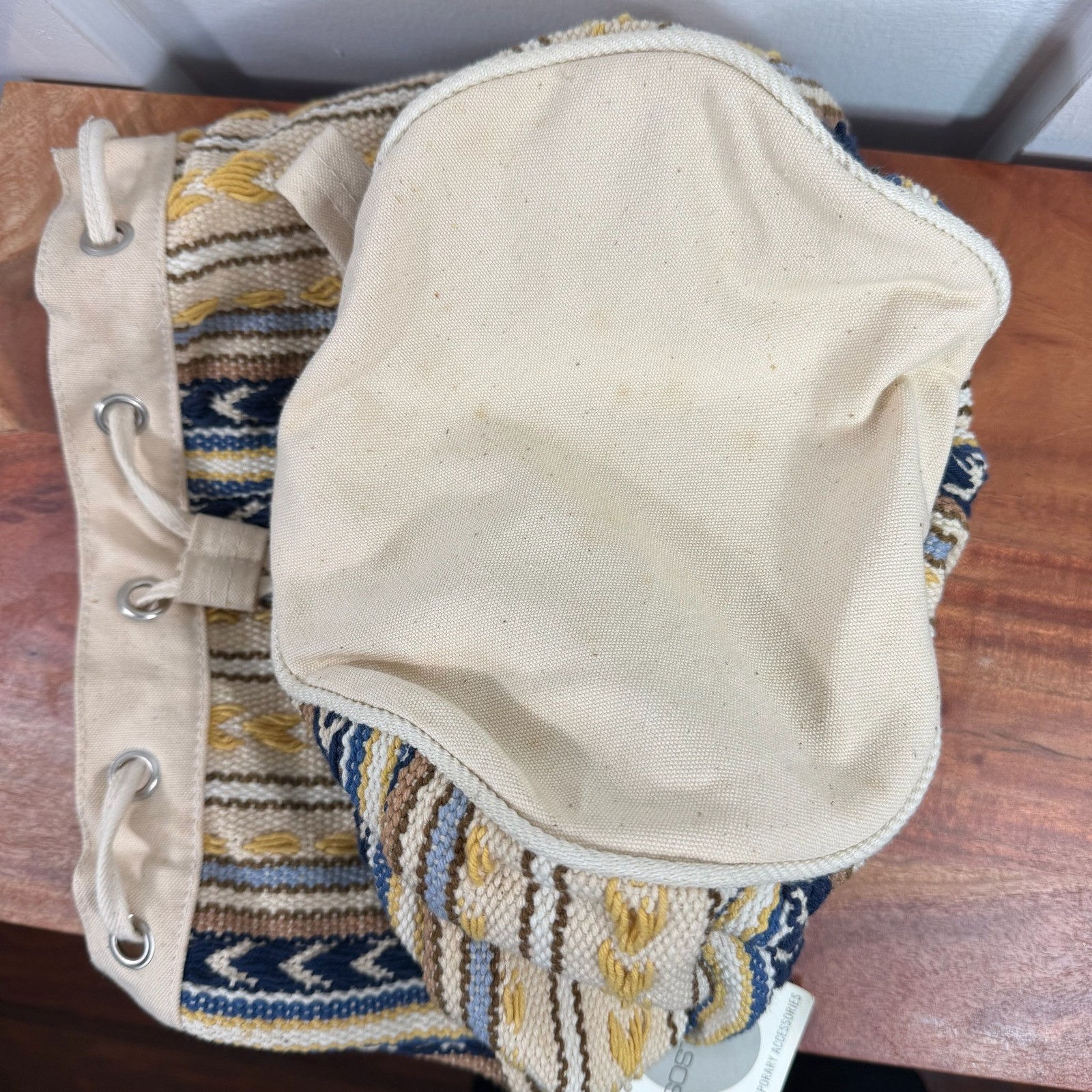 Sostanza Contemporary Accessories Boho Woven Drawstring Backpack Bag