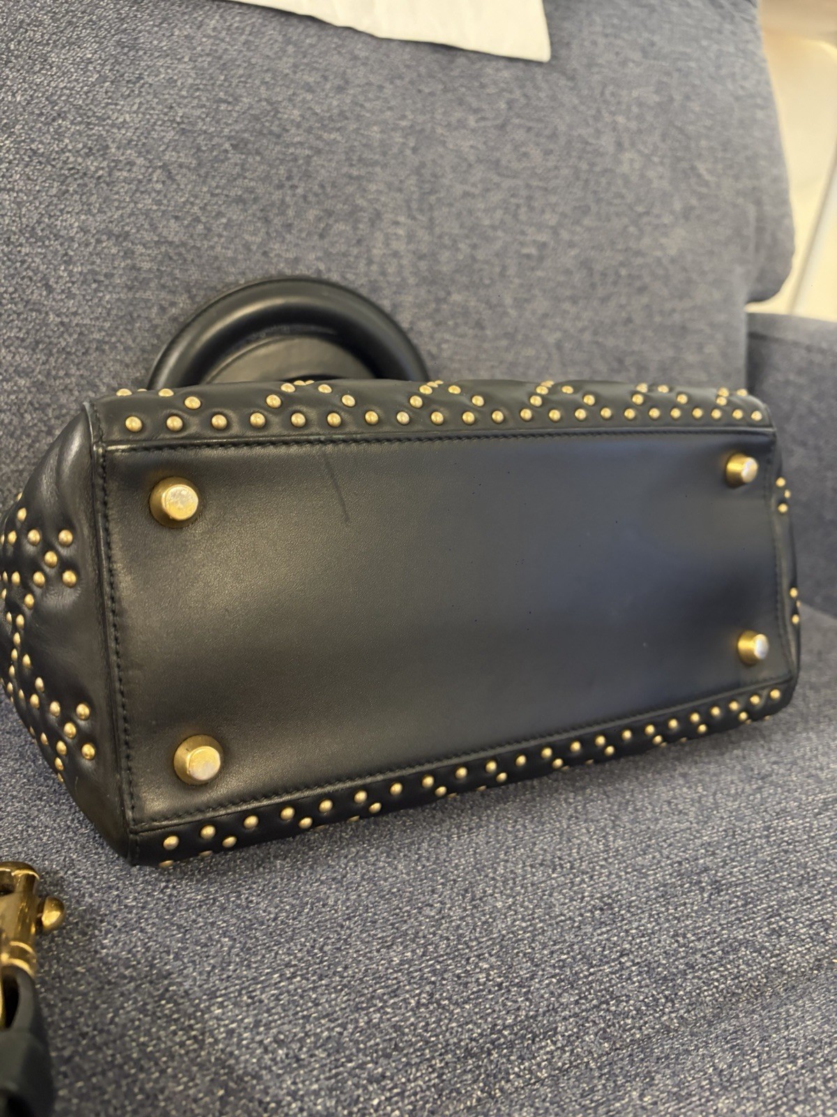 Dior Black Quilted Studded Lady Dior Purse