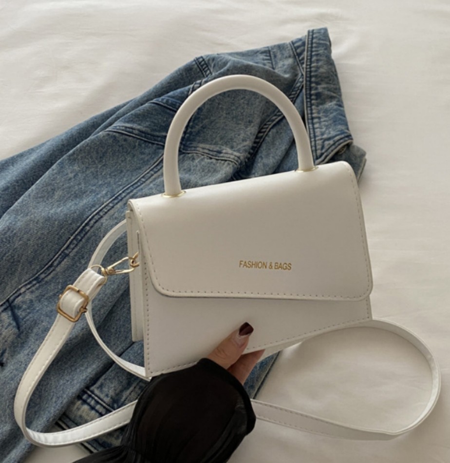 Crossbody Bags PU Leather Trendy Shoulder Bag Top Handle Bag White Women