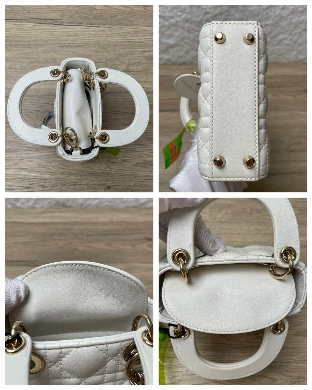 DIOR Lady Ultra Mini 12cm White Lambskin Shoulder Bag