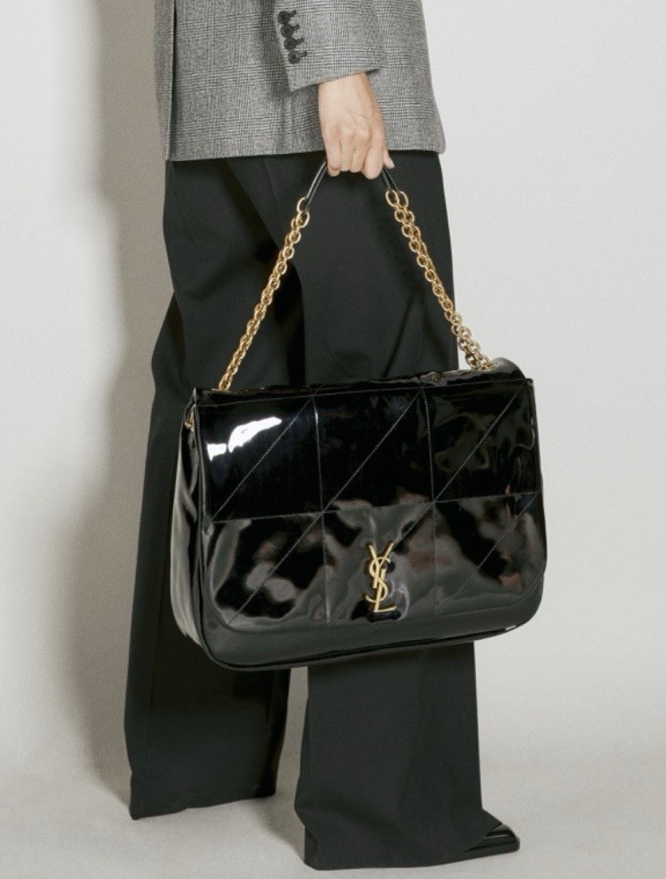 Saint Laurent YSL LARGE Jamie 4.3 Black Lambskin Patent Bag $4500 100% Authentic