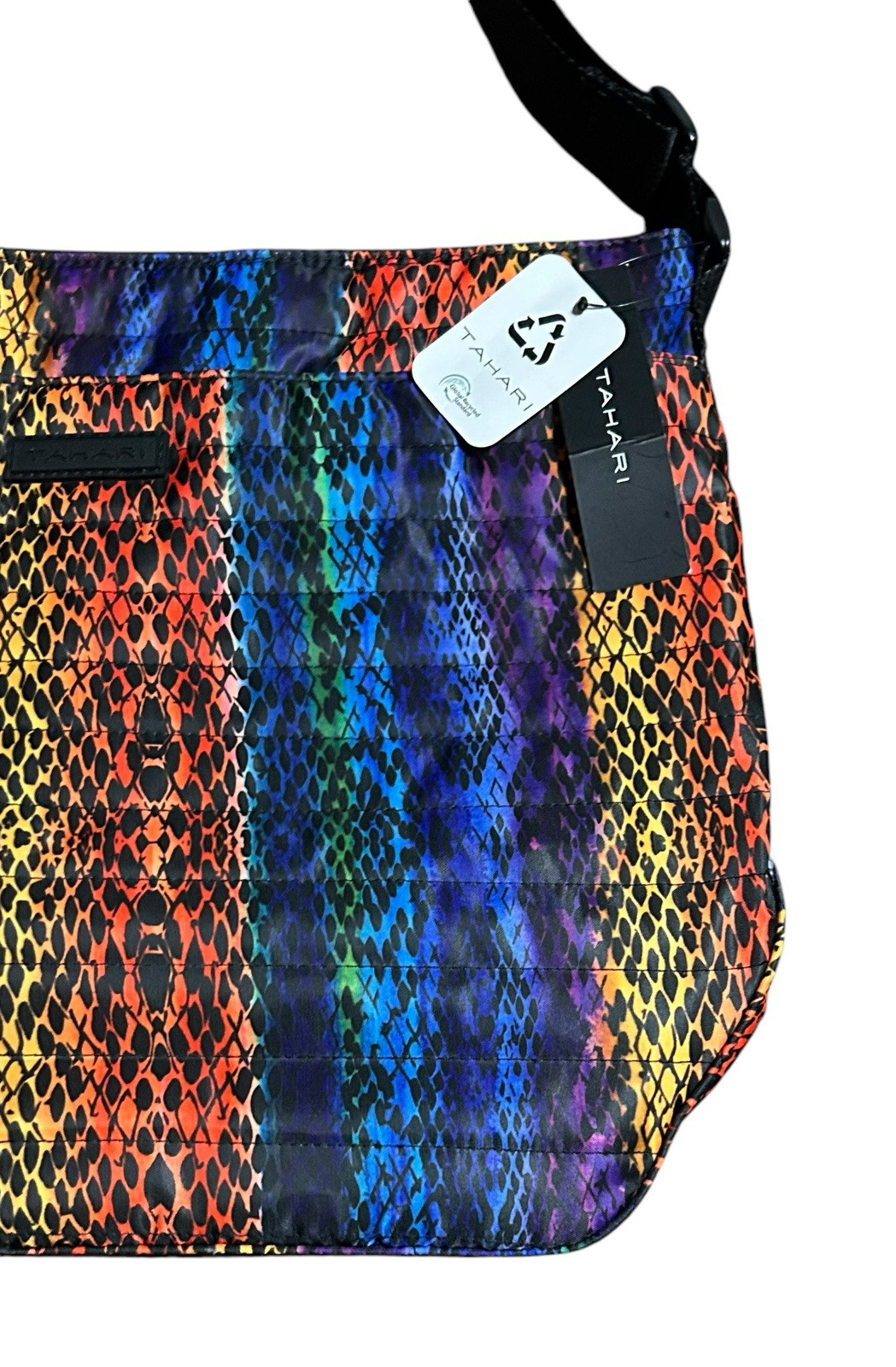 NWT Tahari Quilted Rainbow Snakeskin Print Recycled Shoulder Handbag Purse Women