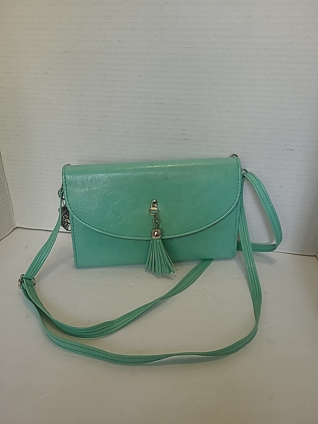 NOATD Brand Clutch Purse #8833313 Mint Green Silver Tassel Pre-owned