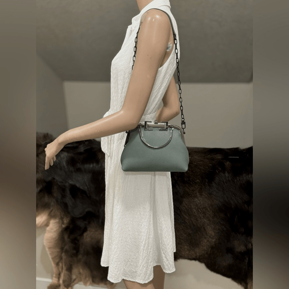 Handmade Genuine Premium Togo Leather Top Handles Bag/ Crossbody & 2 Chains