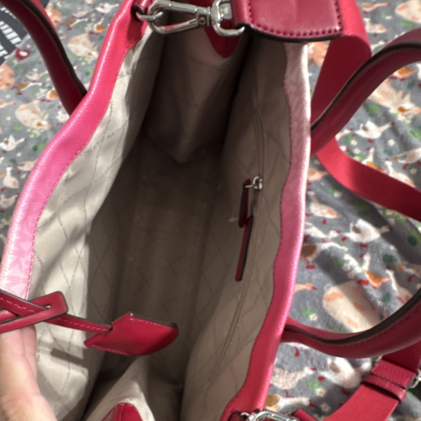 Michael Kors Gradient Logo Satchel Red Pink Blue with Detachable Strap