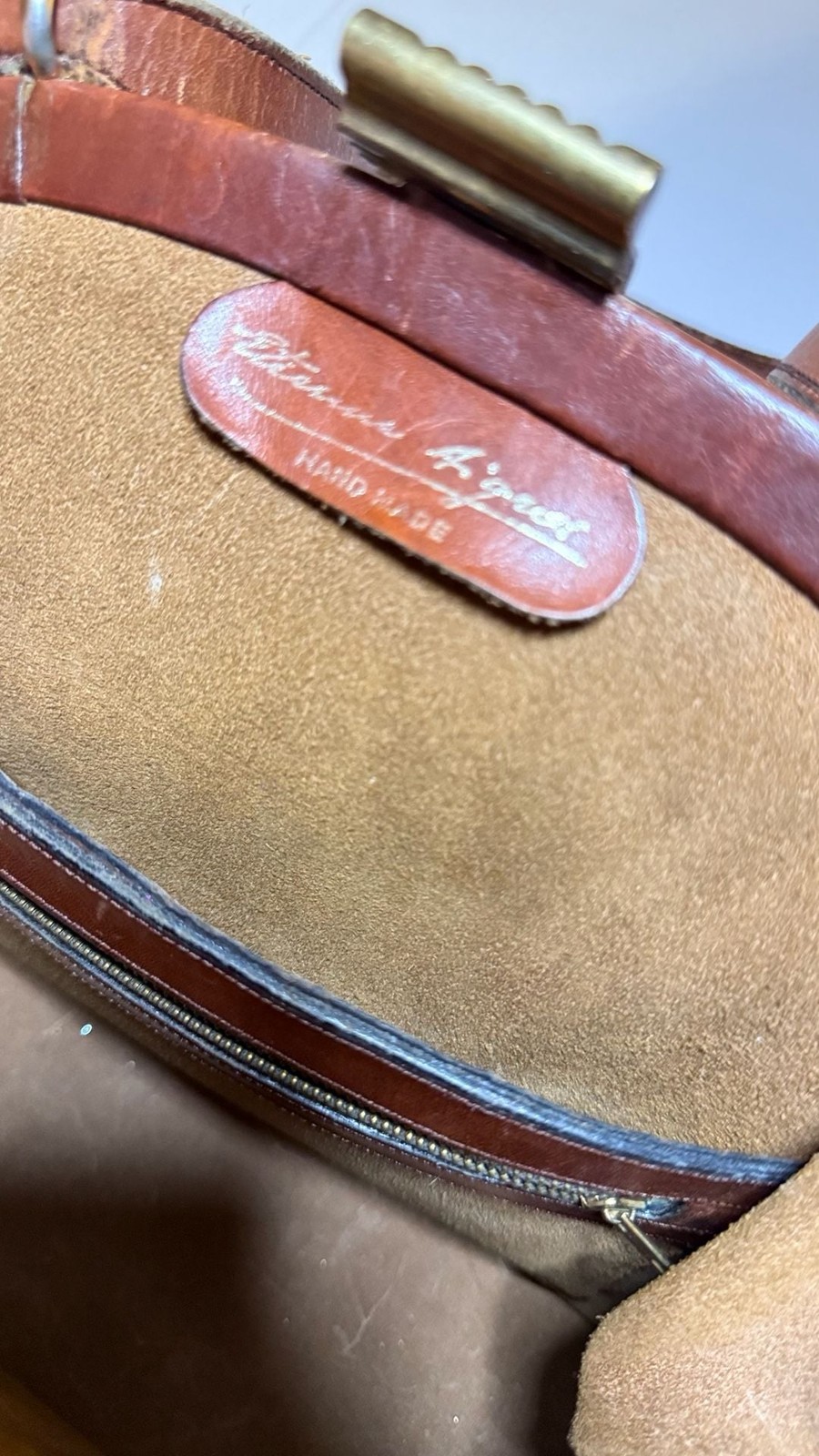 Vintage Etienne Aigner Handmade Leather and Canvas Doctor-Style Satchel Handbag