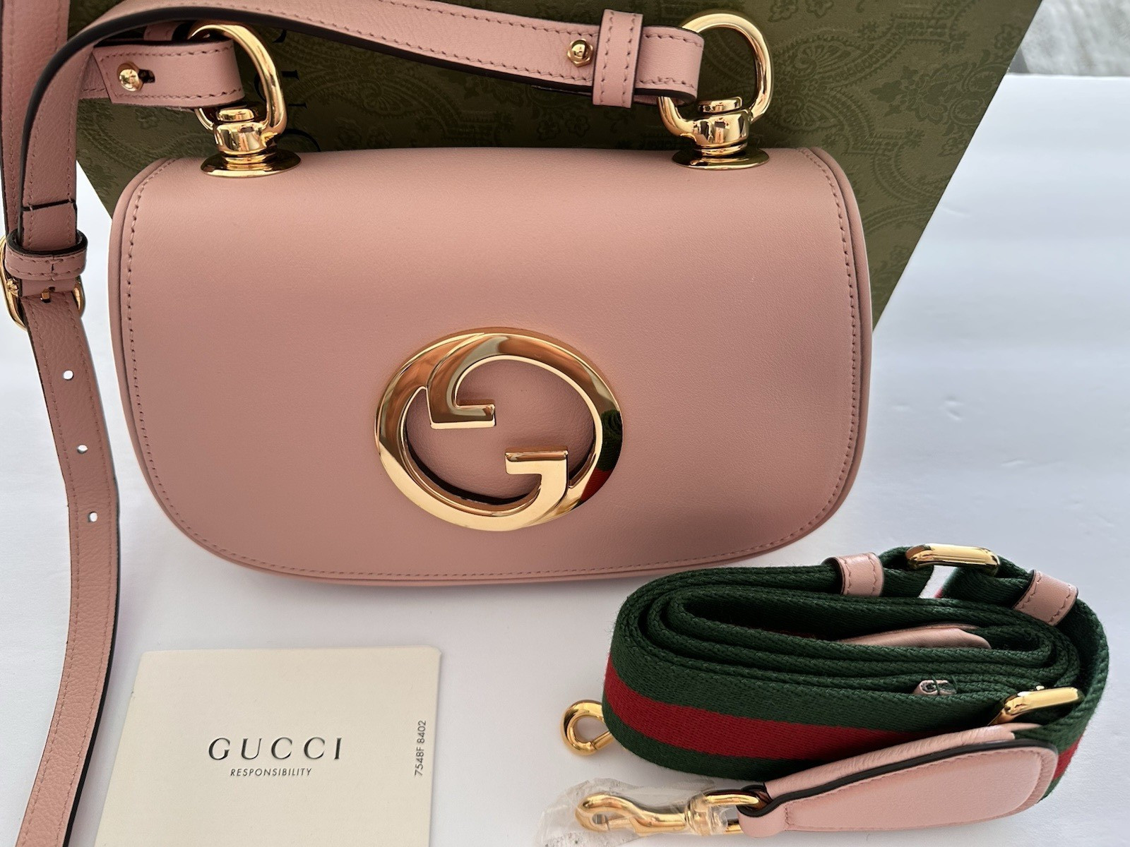 $3,200 Gucci Blondie pink Leather Crossbody Bag Come W 2 straps 698643 Full Set