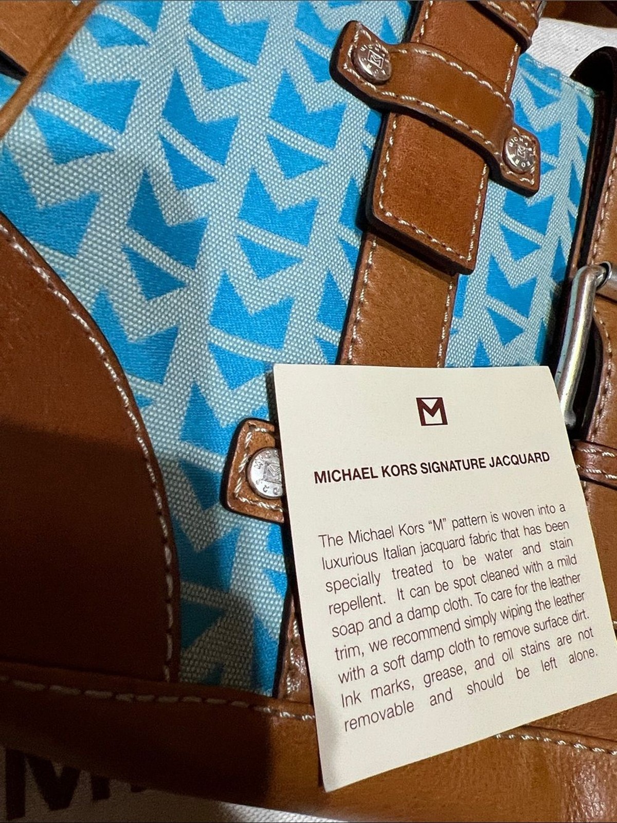 Y2K Michael Michael Kors Signature Jacquard Satchel with Brown Leather Trim